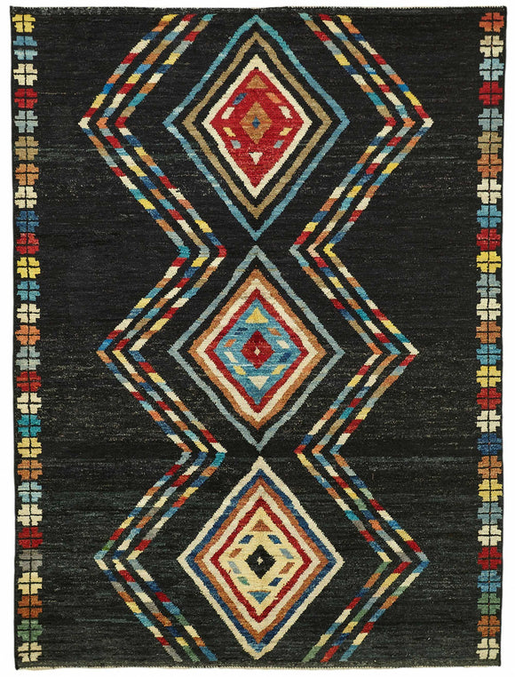 6x8 Black Modern Tribal Rug - 48125