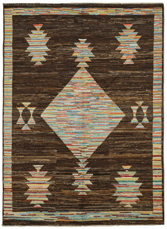 6x8 Brown Modern Tribal Rug - 48126