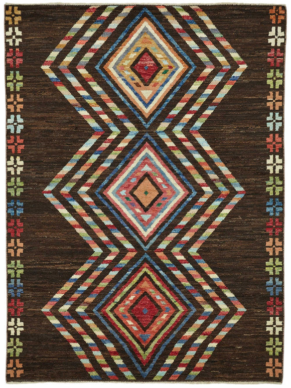 6x8 Brown Modern Tribal Rug - 48128