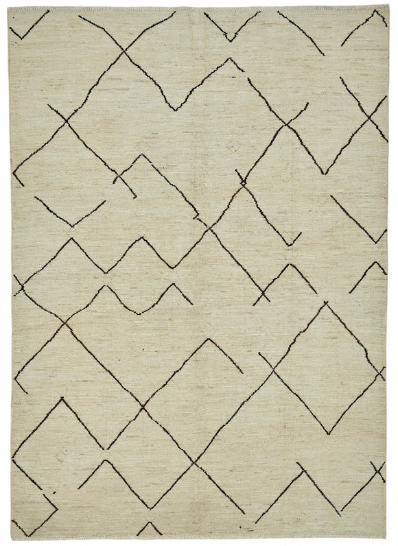 7x10 Beige Modern Tribal Rug - 48130