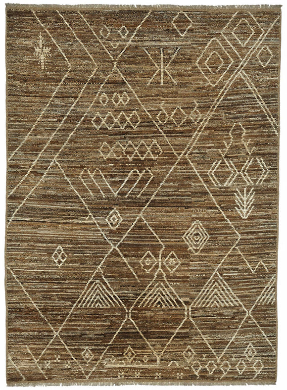 7x10 Brown Modern Tribal Rug - 48132