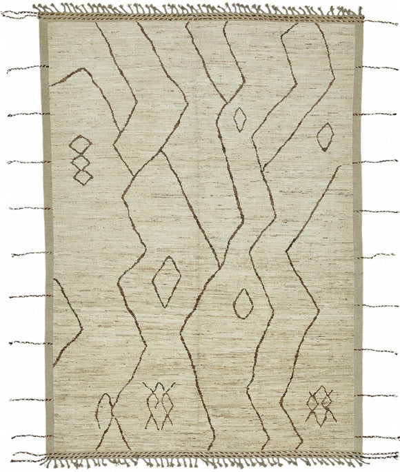 7x10 Beige Modern Tribal Rug - 48135