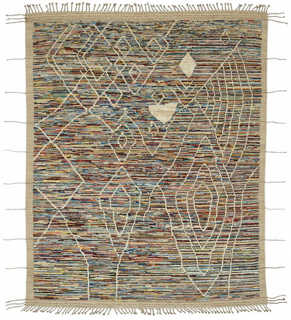 8x10 Multicolor Modern Tribal Rug - 48136