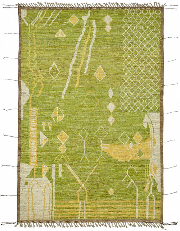 7x10 Green Modern Tribal Rug - 48142