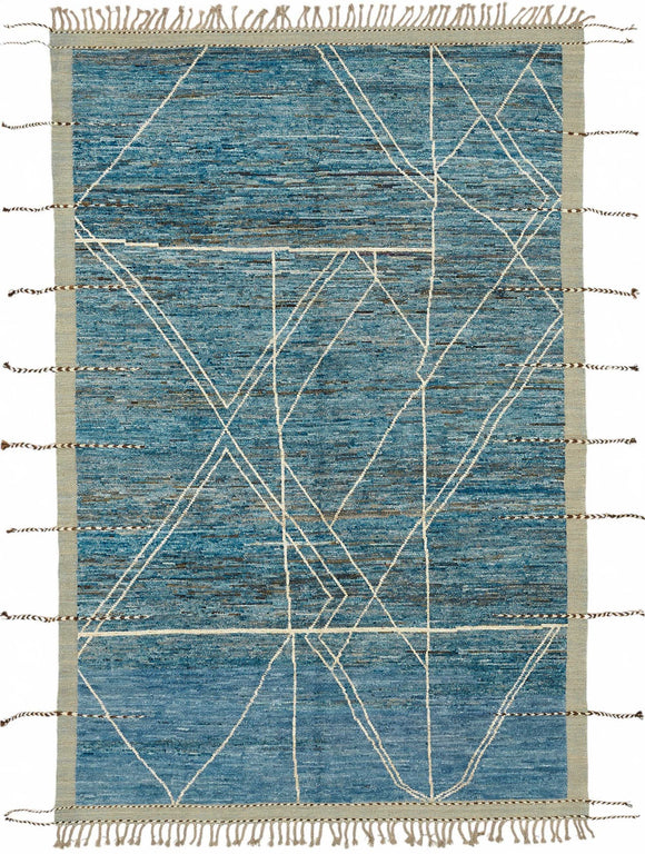 7x10 Blue Modern Tribal Rug - 48143