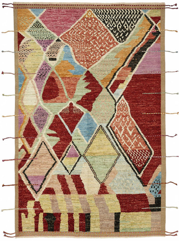 7x10 Multicolor Modern Tribal Rug - 48145