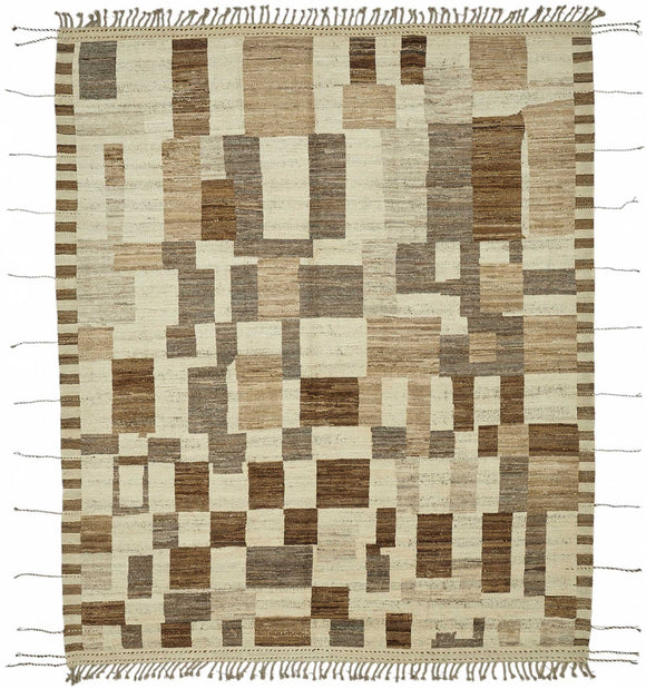 7x10 Beige Modern Tribal Rug - 48148