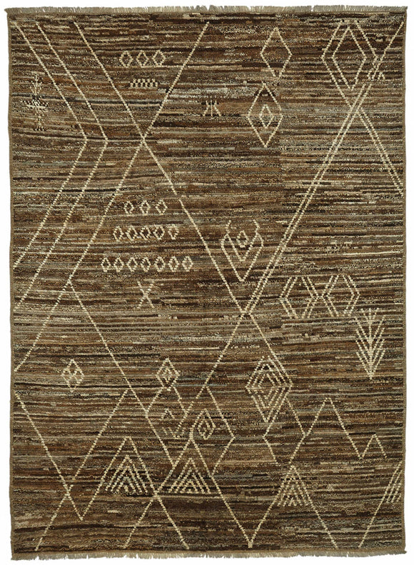 7x9 Brown Modern Tribal Rug - 48149