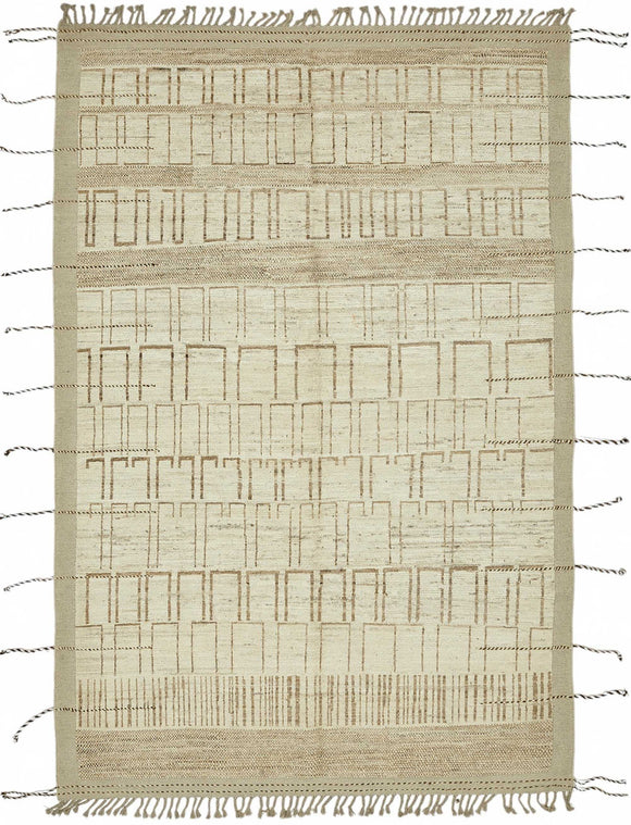 7x10 Beige Modern Tribal Rug - 48154