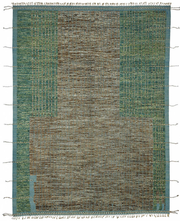 11x14 Green Modern Tribal Rug - 48157
