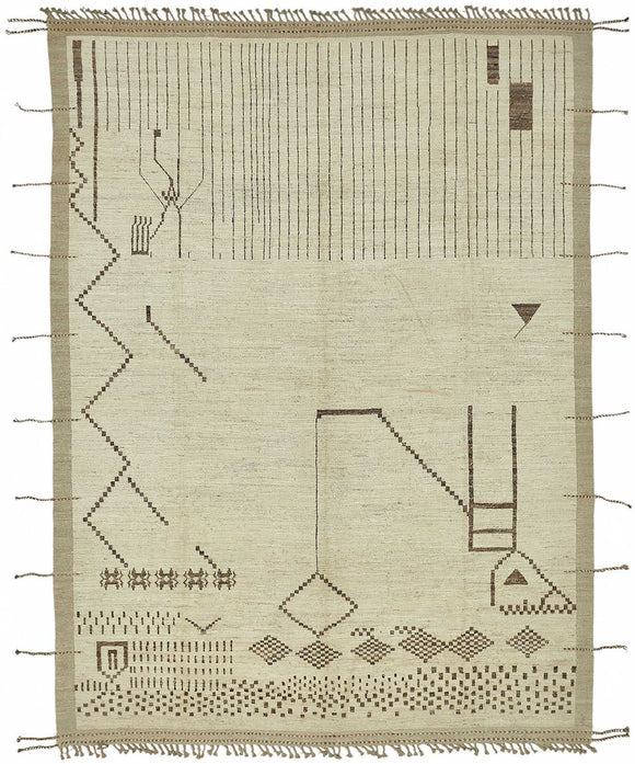 9x12 Beige Modern Tribal Rug - 48158
