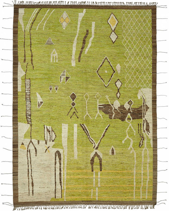 10x14 Green Modern Tribal Rug - 48163