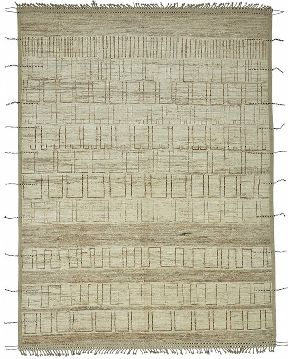 10x14 Beige Modern Tribal Rug - 48164