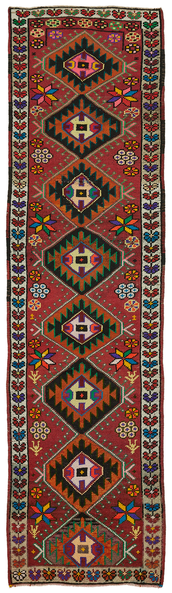 3x11 Red Bohemian Runner Rug -48191