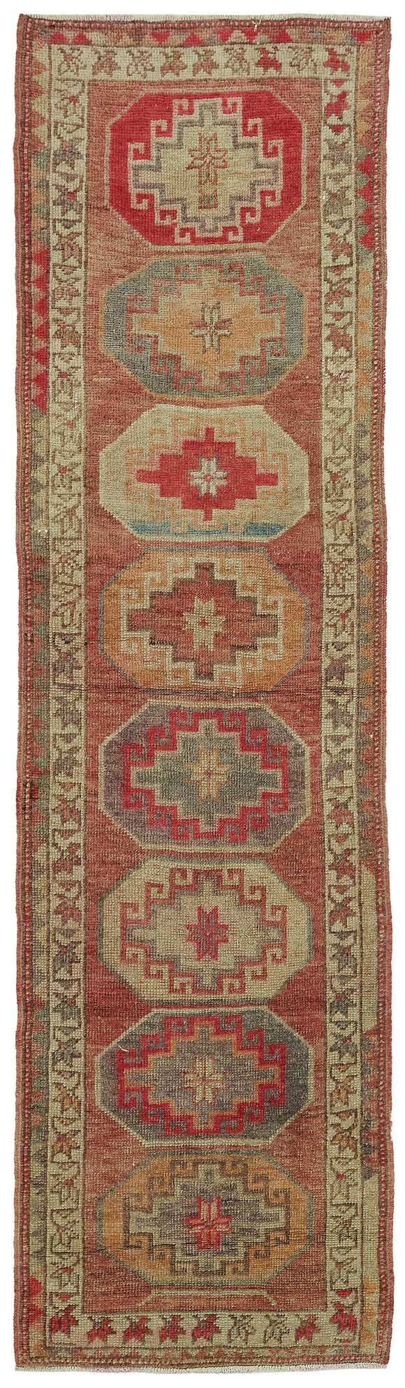 3x11 Red Bohemian Runner Rug -48196