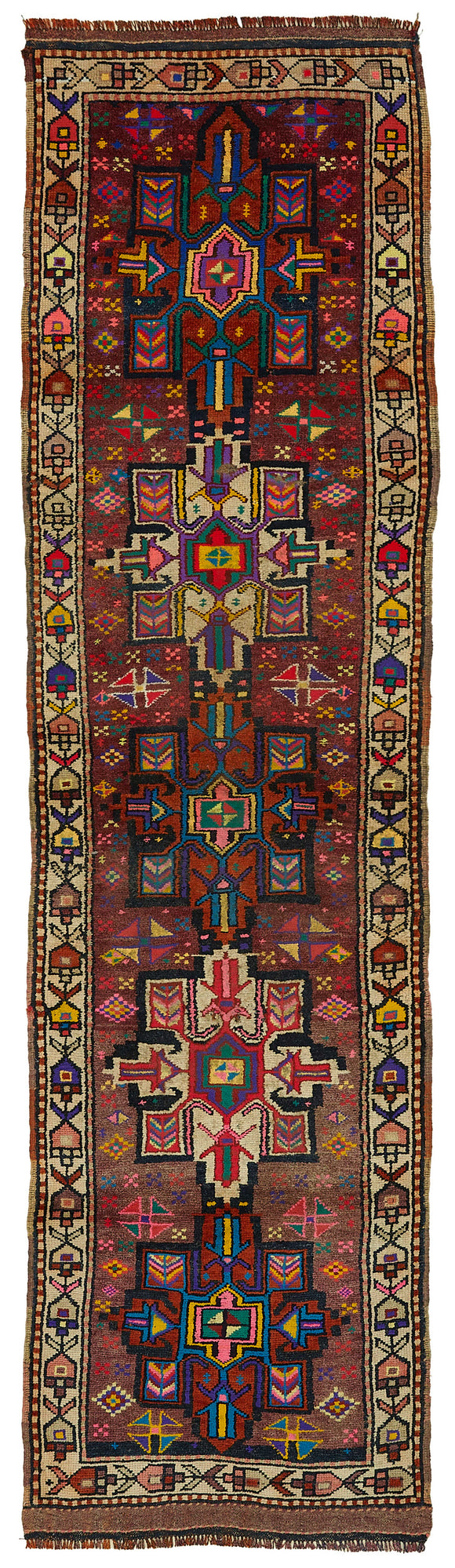 3x11 Red Bohemian Runner Rug -48201