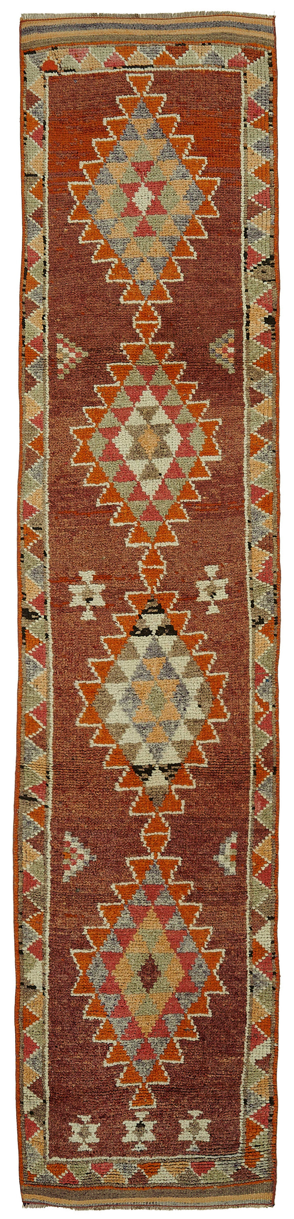 3x13 Red Bohemian Runner Rug -48208