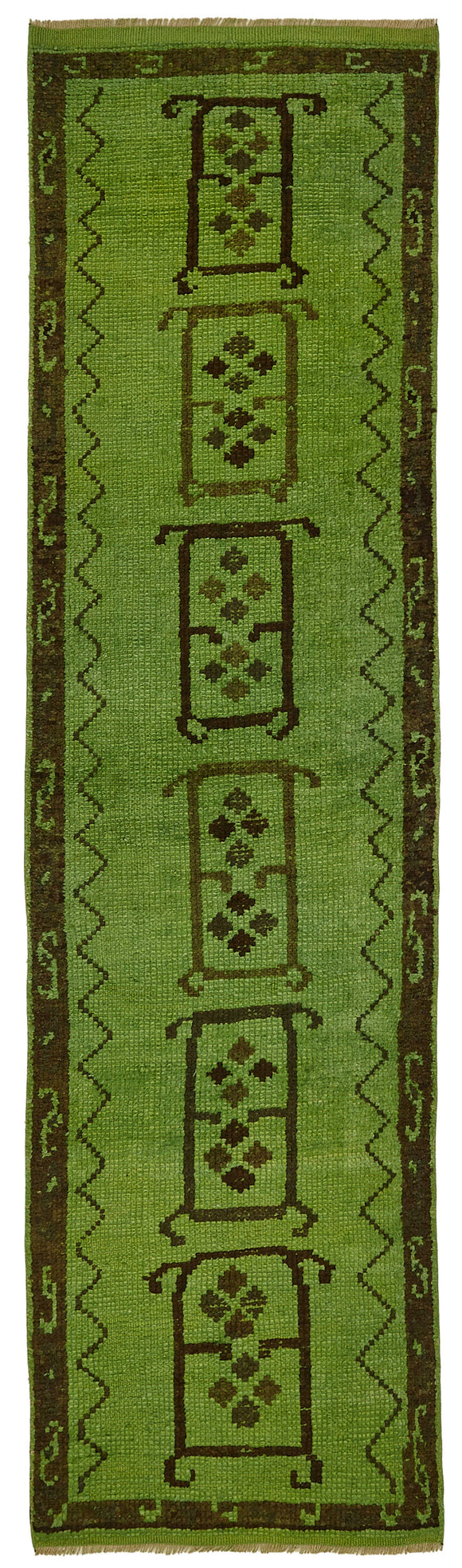 3x10 Green Bohemian Runner Rug -48224