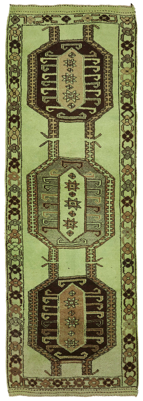 5x13 Green Bohemian Runner Rug -48231