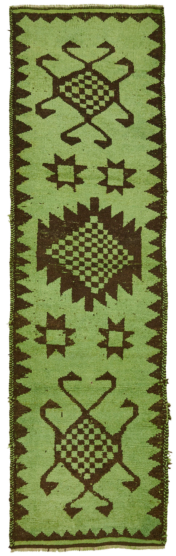 3x12 Green Bohemian Runner Rug -48233