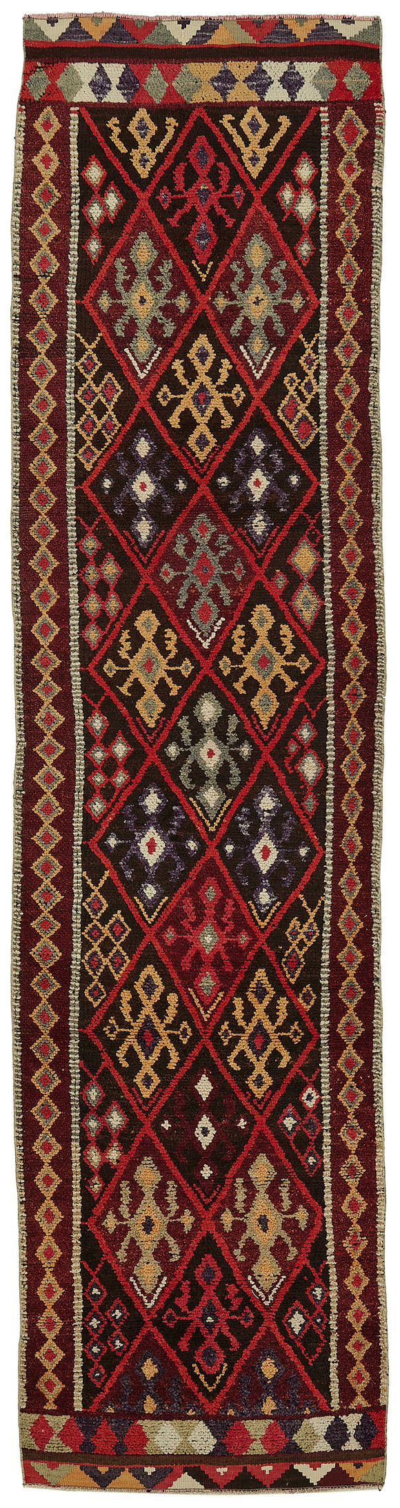 3x13 Red Bohemian Runner Rug -48237