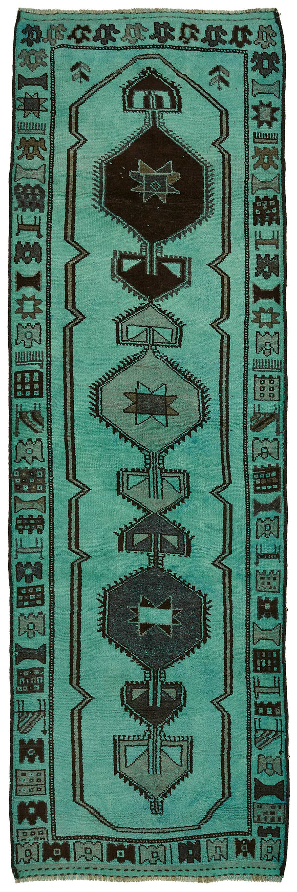 4x12 Turquoise Bohemian Runner Rug -48238