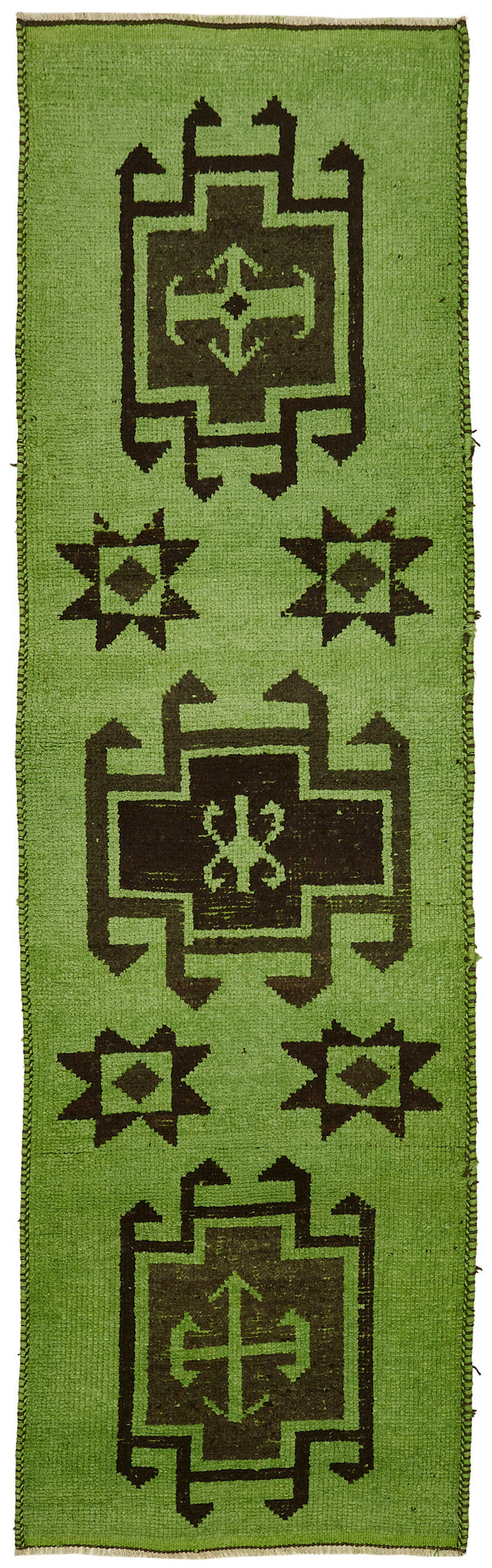 3x11 Green Bohemian Runner Rug -48242