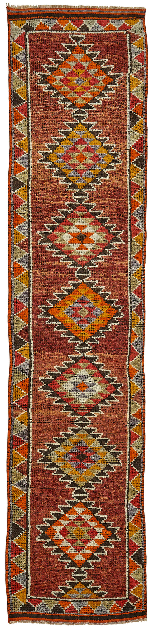 3x13 Red Bohemian Runner Rug -48243