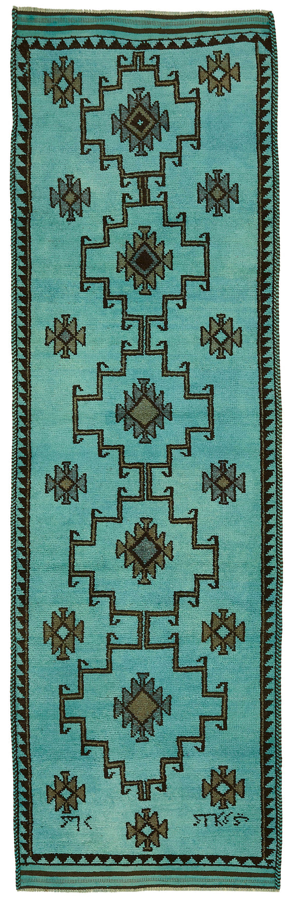 3x12 Turquoise Bohemian Runner Rug -48244