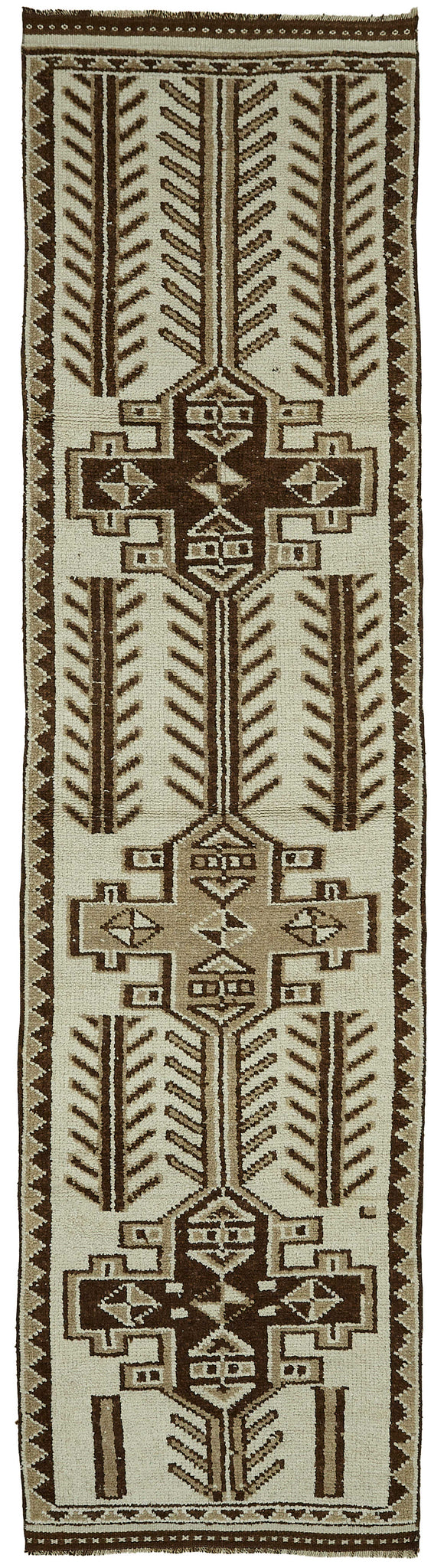 3x11 Beige Bohemian Runner Rug -48245