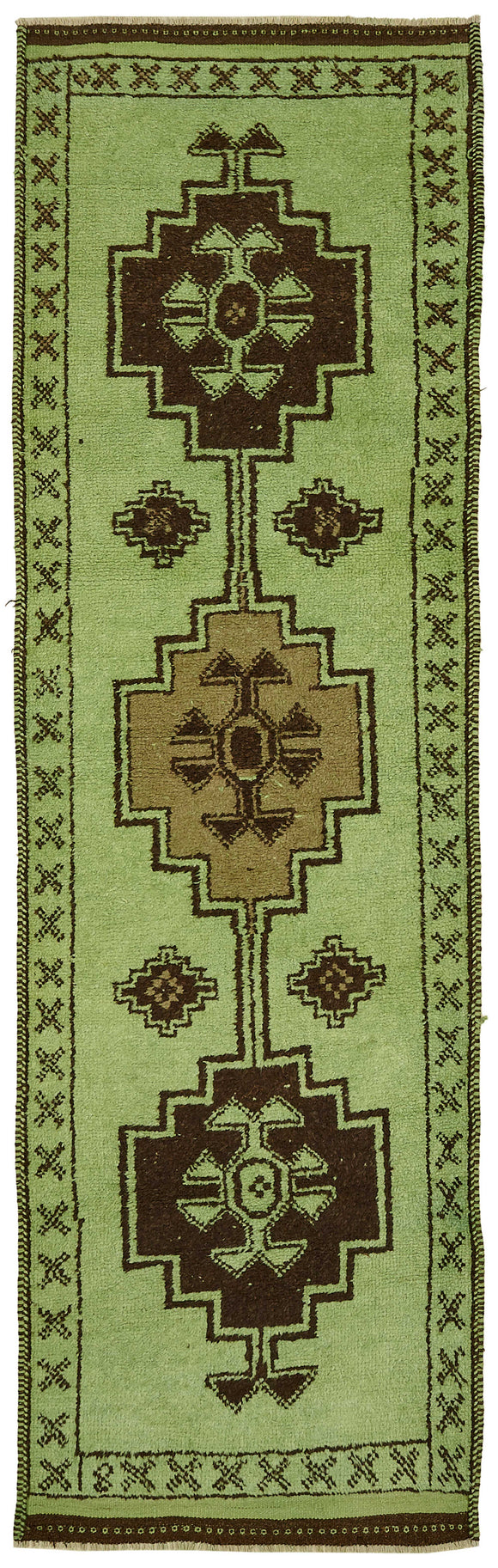 3x11 Green Bohemian Runner Rug -48247
