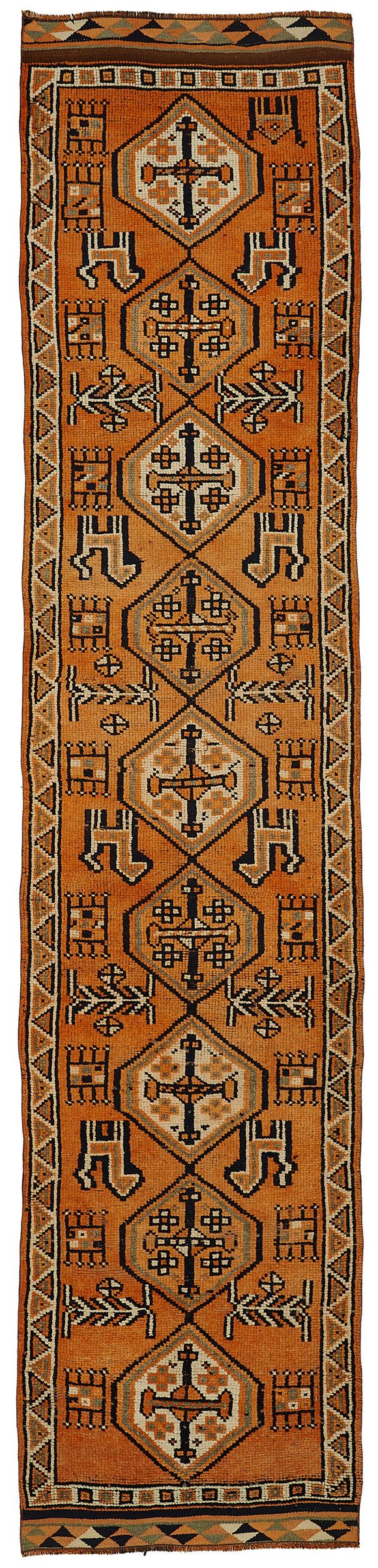 3x14 Orange Bohemian Runner Rug -48252