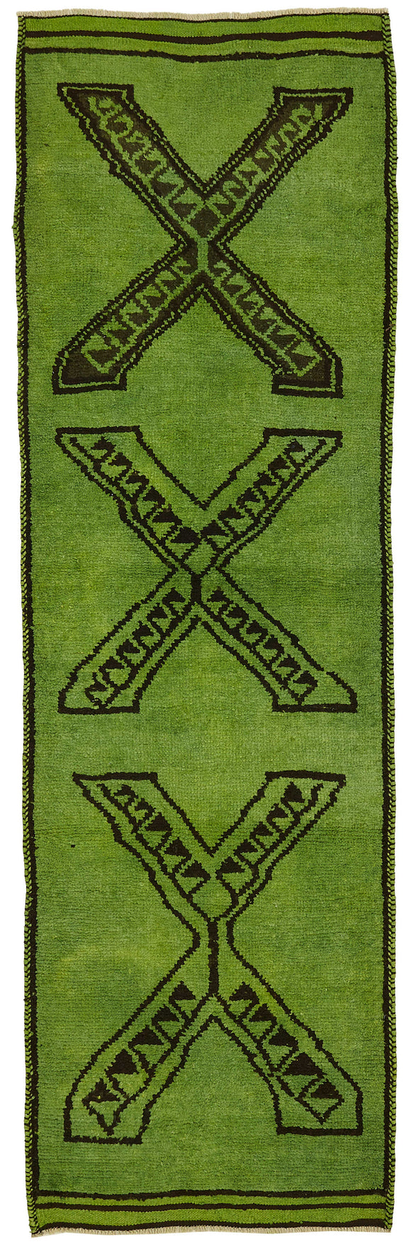 3x11 Green Bohemian Runner Rug -48253