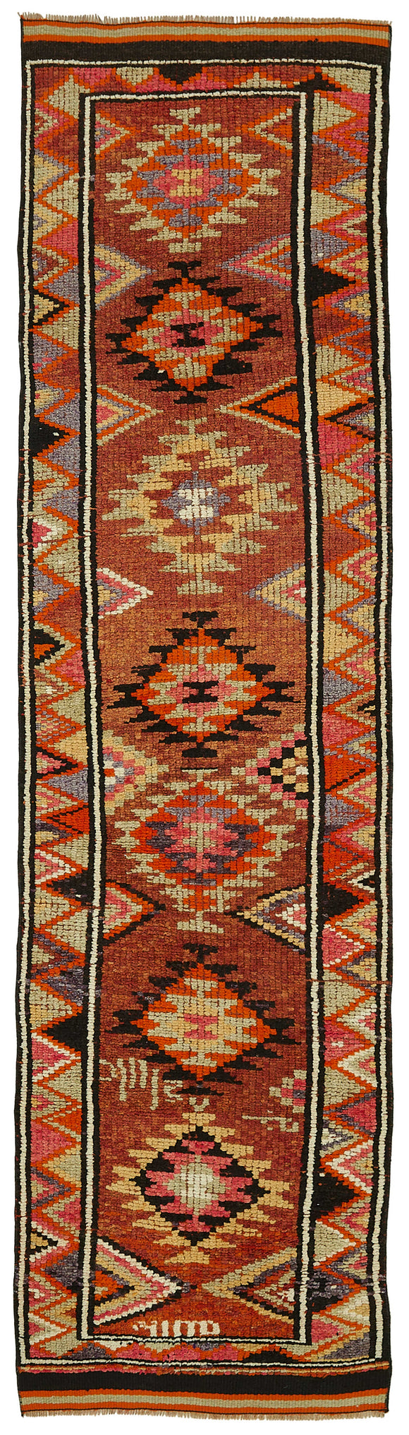 3x11 Orange Bohemian Runner Rug -48257