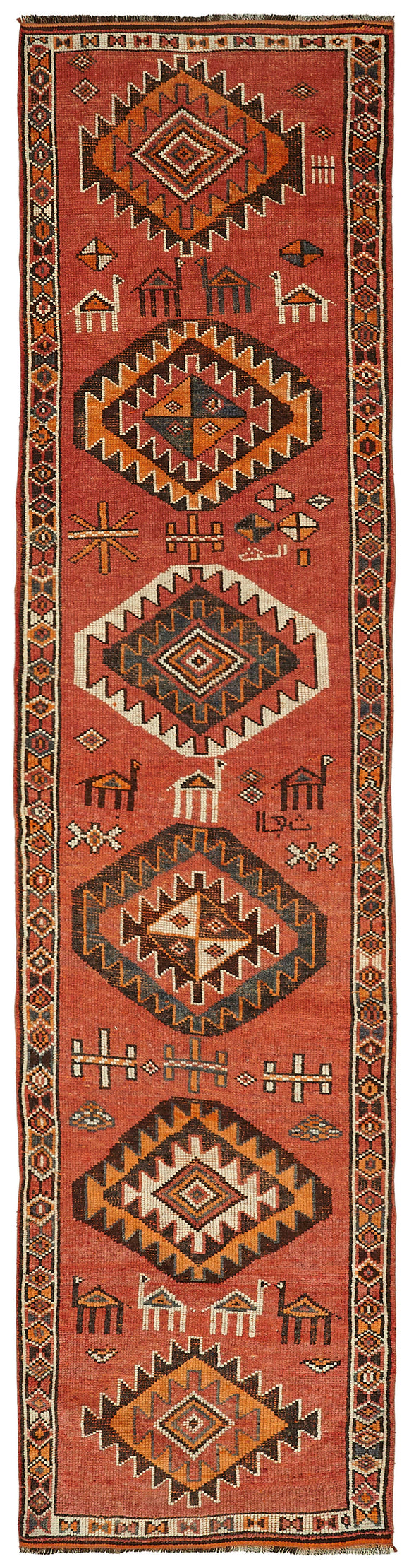 3x13 Red Bohemian Runner Rug -48457