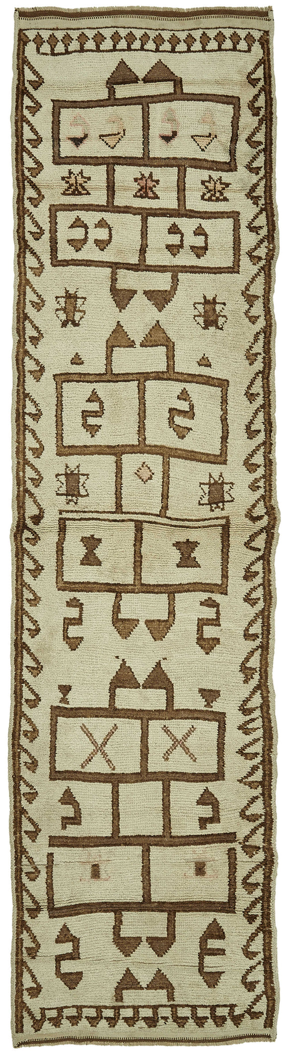 3x13 Beige Bohemian Runner Rug -48466