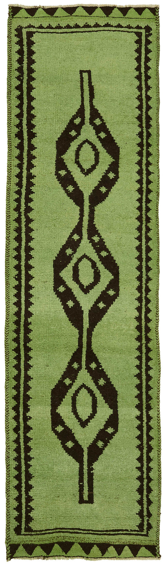 3x11 Green Bohemian Runner Rug -48492