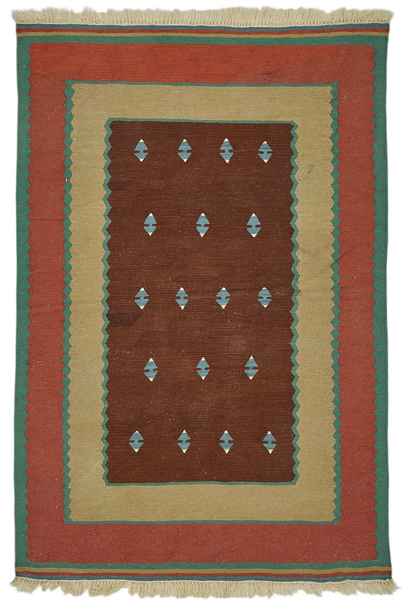 4x5 Handwoven Oushak Kilim Rug - 50335