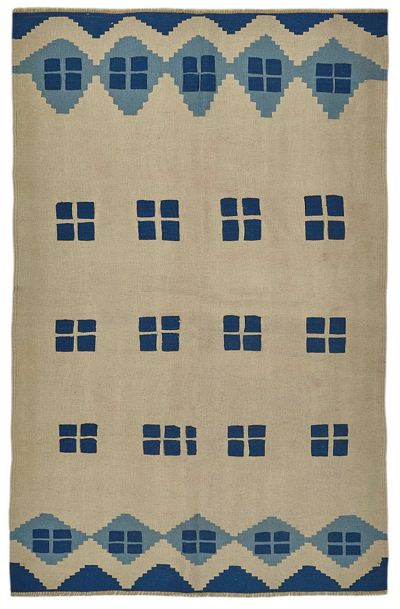 4x6 Handwoven Oushak Kilim Rug - 50337