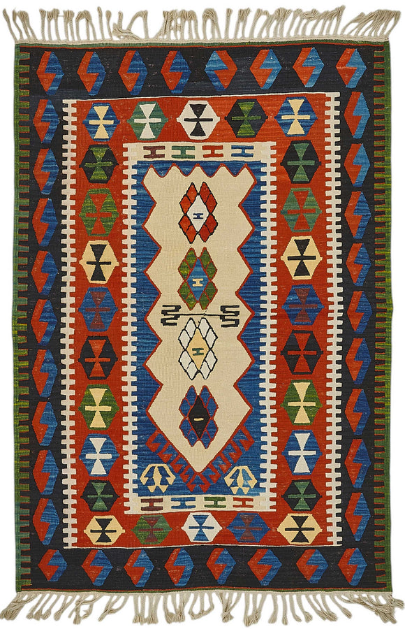 4x6 Handwoven Oushak Kilim Rug - 50344