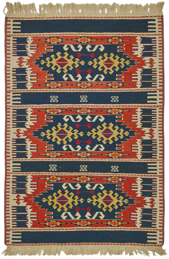 4x5 Handwoven Oushak Kilim Rug - 50348