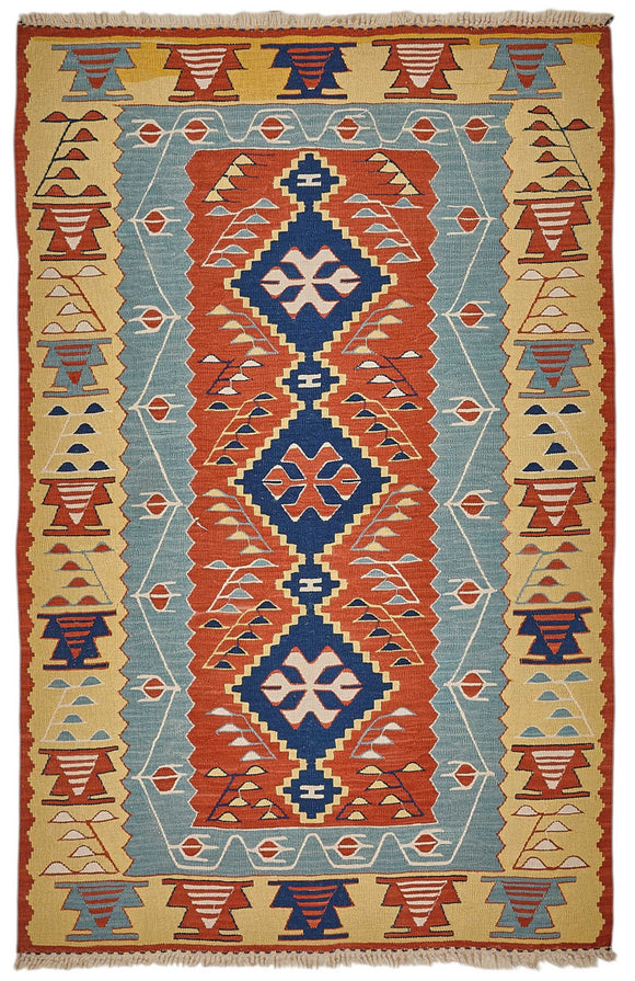 4x5 Handwoven Oushak Kilim Rug - 50351
