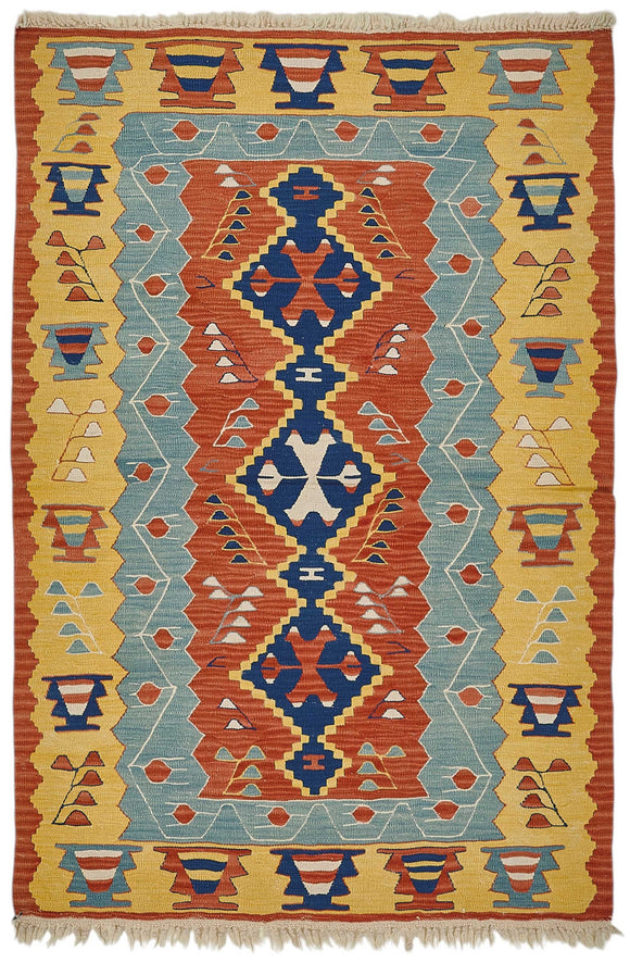 4x6 Handwoven Oushak Kilim Rug - 50364