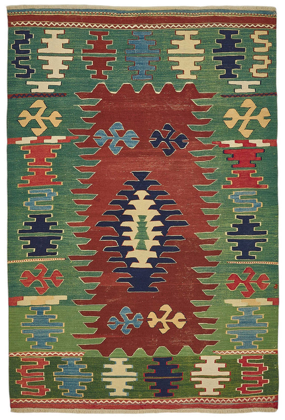 4x6 Handwoven Oushak Kilim Rug - 50366