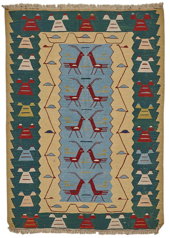 4x5 Handwoven Oushak Kilim Rug - 50370