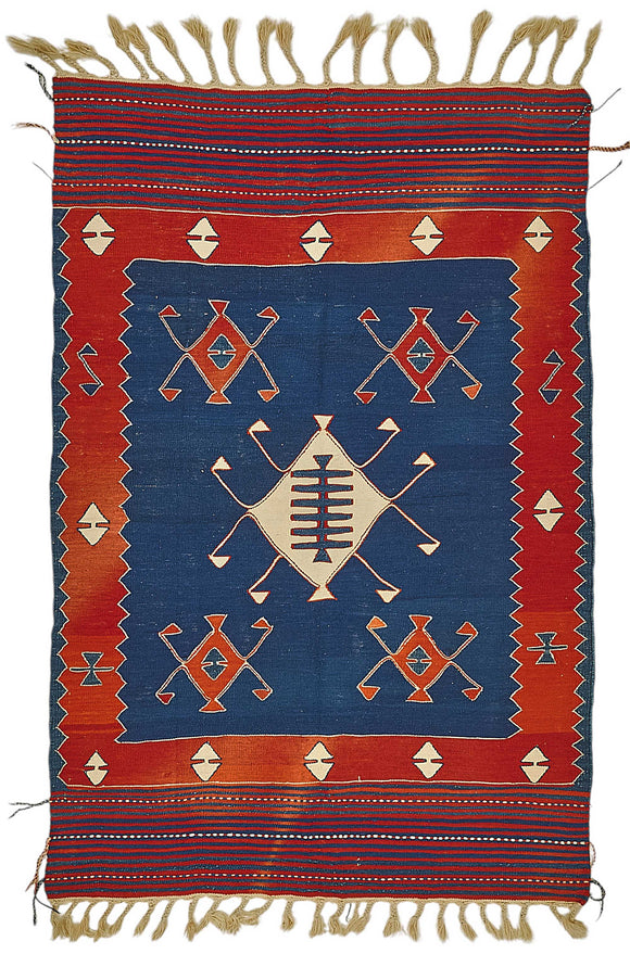 4x5 Handwoven Oushak Kilim Rug - 50377