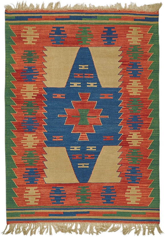 4x5 Handwoven Oushak Kilim Rug - 50378