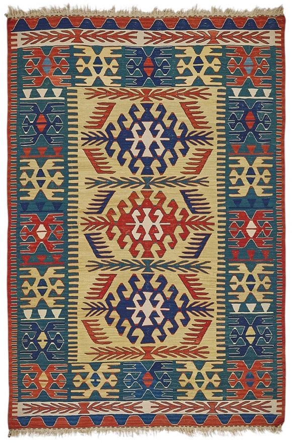 4x5 Handwoven Oushak Kilim Rug - 50382