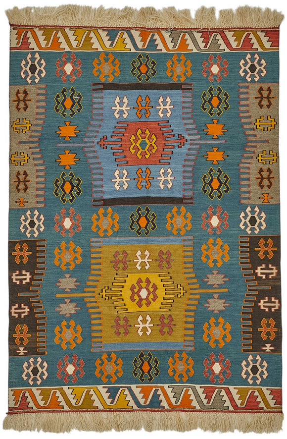 4x6 Handwoven Oushak Kilim Rug - 50466