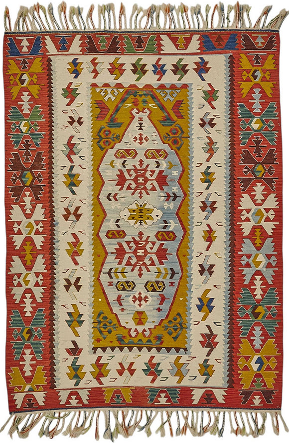 4x5 Handwoven Oushak Kilim Rug - 50478